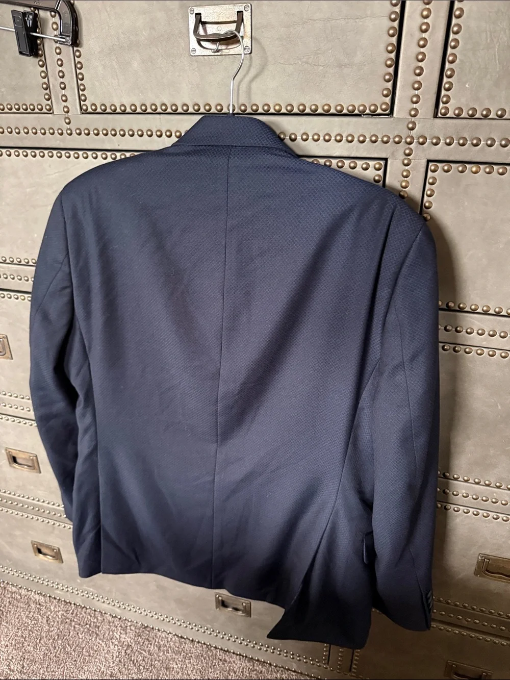 40S Alfani Men's Dark Navy Textured Tuxedo Suit
